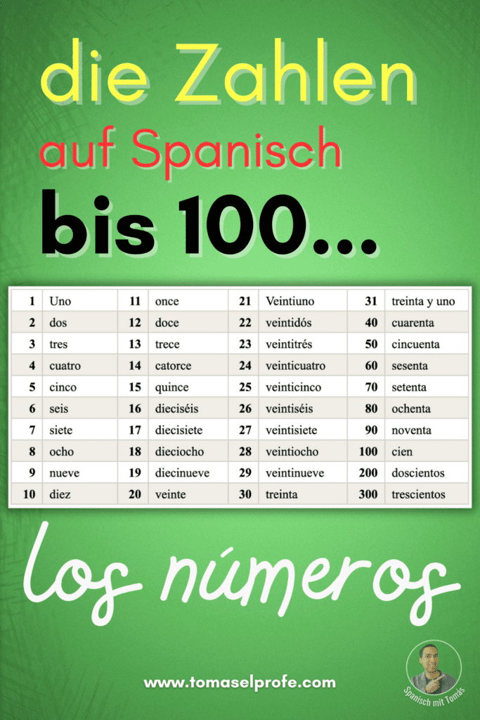 die spanische Zahlen von 1 bis 100...
