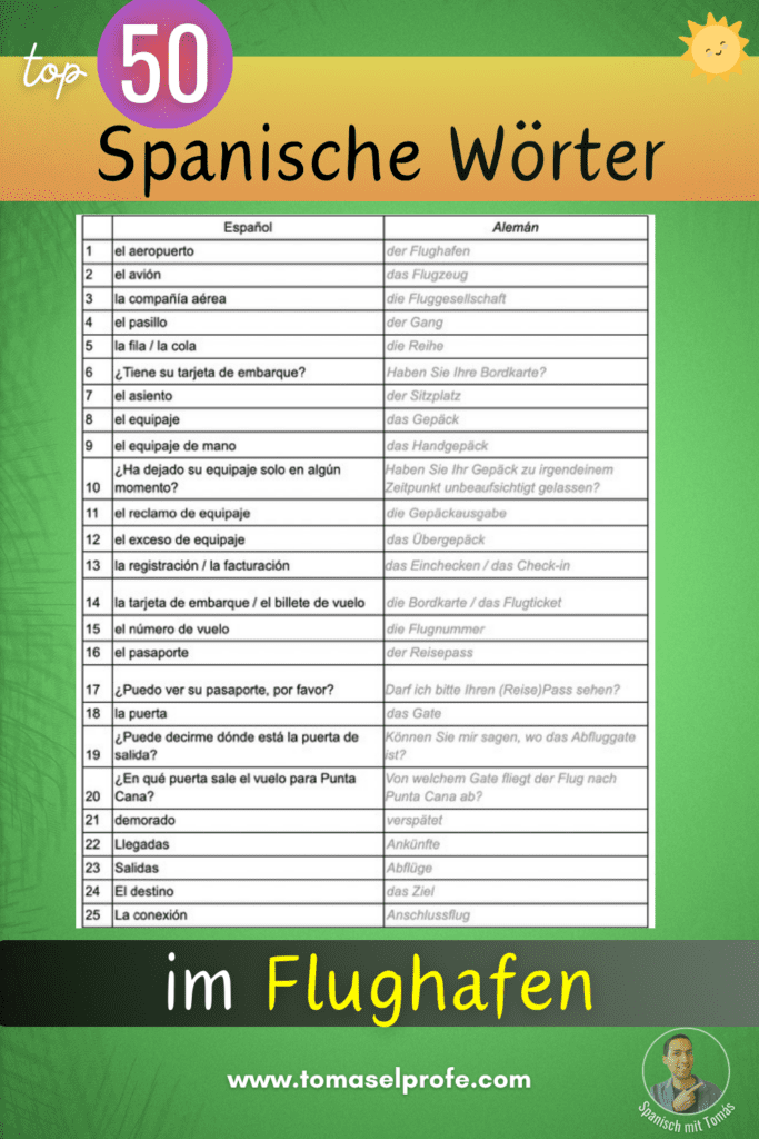 Spanische Wörter Flughafen